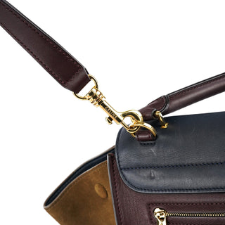 Celine Navy Burgundy Leather Trapeze 2-Way Bag