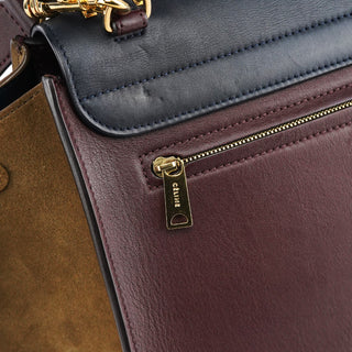 Celine Navy Burgundy Leather Trapeze 2-Way Bag