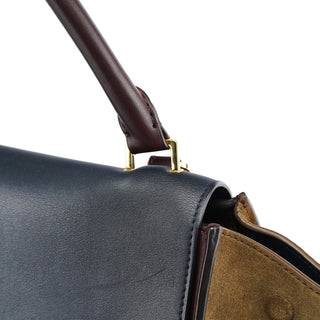 Celine Navy Burgundy Leather Trapeze 2-Way Bag