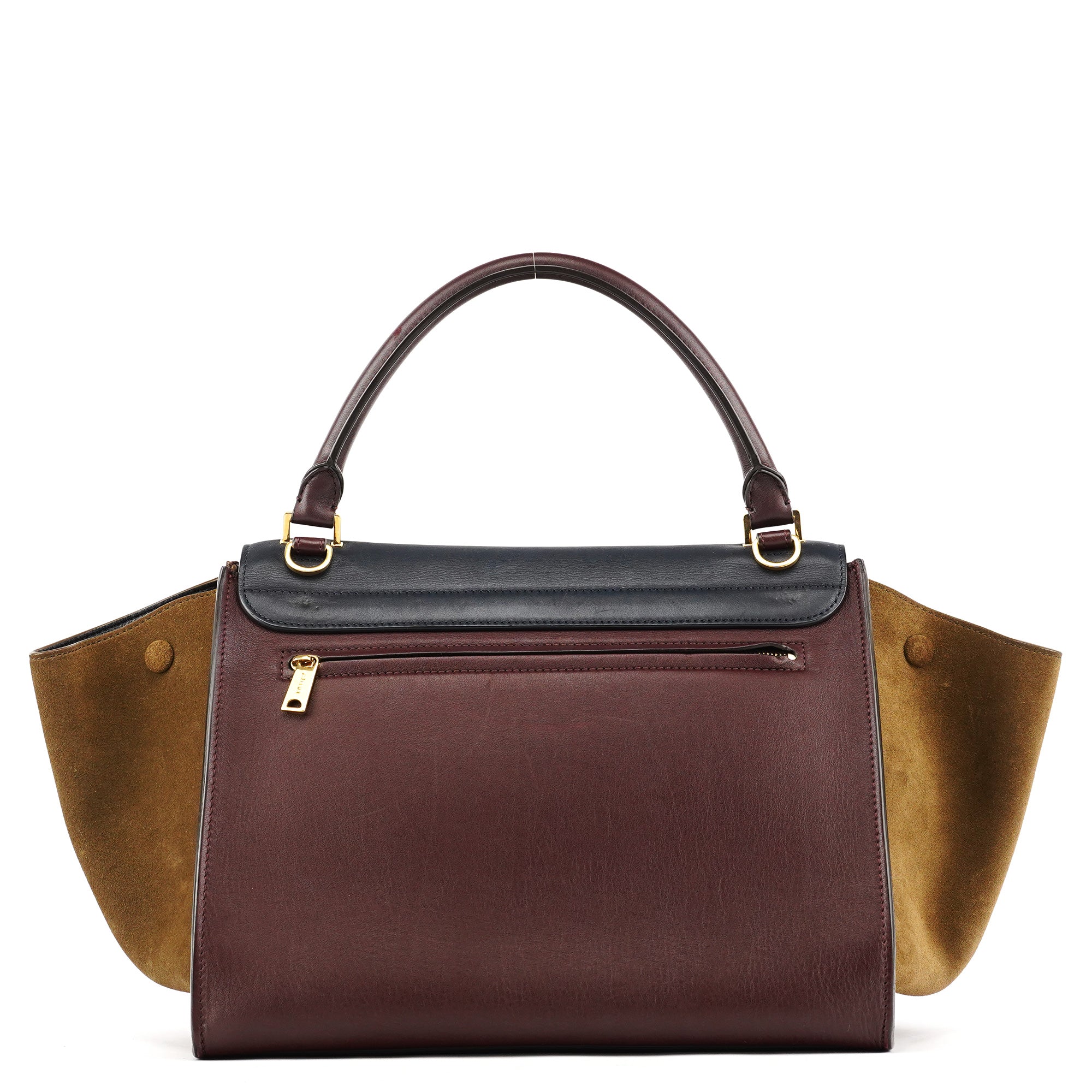 Celine Navy Burgundy Leather Trapeze 2-Way Bag