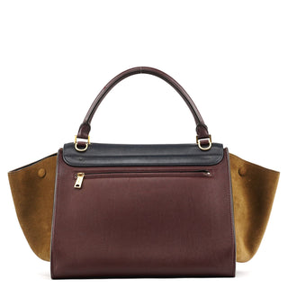 Celine Navy Burgundy Leather Trapeze 2-Way Bag