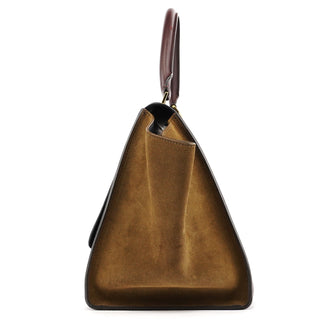 Celine Navy Burgundy Leather Trapeze 2-Way Bag