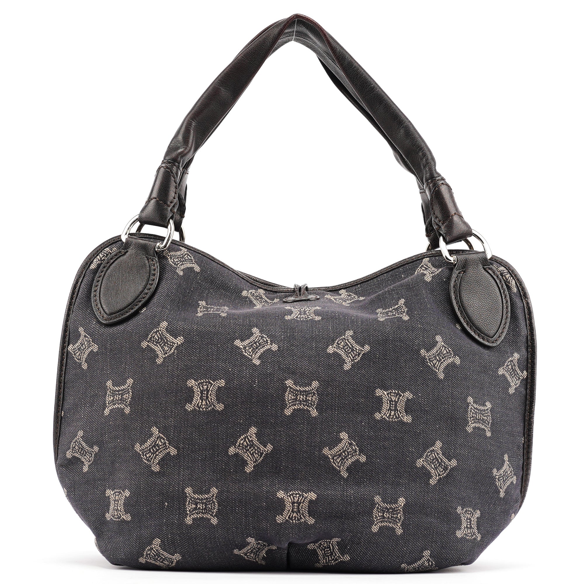 Celine Bittersweet Schultertasche aus marineblauem Denim mit Monogramm