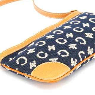 Celine Navy Monogram Denim Shoulder Bag