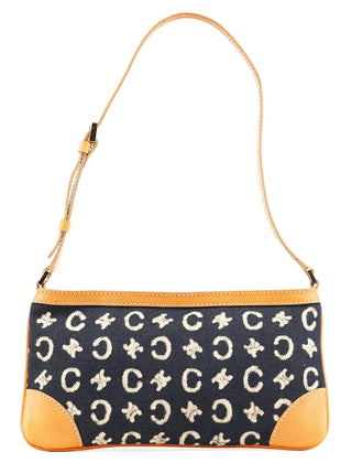 Celine Navy Monogram Denim Shoulder Bag