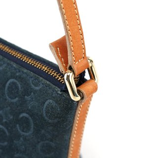 Celine Navy Suede Triomphe CC Shoulder Bag