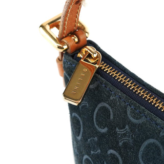 Celine Navy Suede Triomphe CC Shoulder Bag