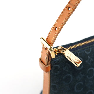 Celine Navy Suede Triomphe CC Shoulder Bag