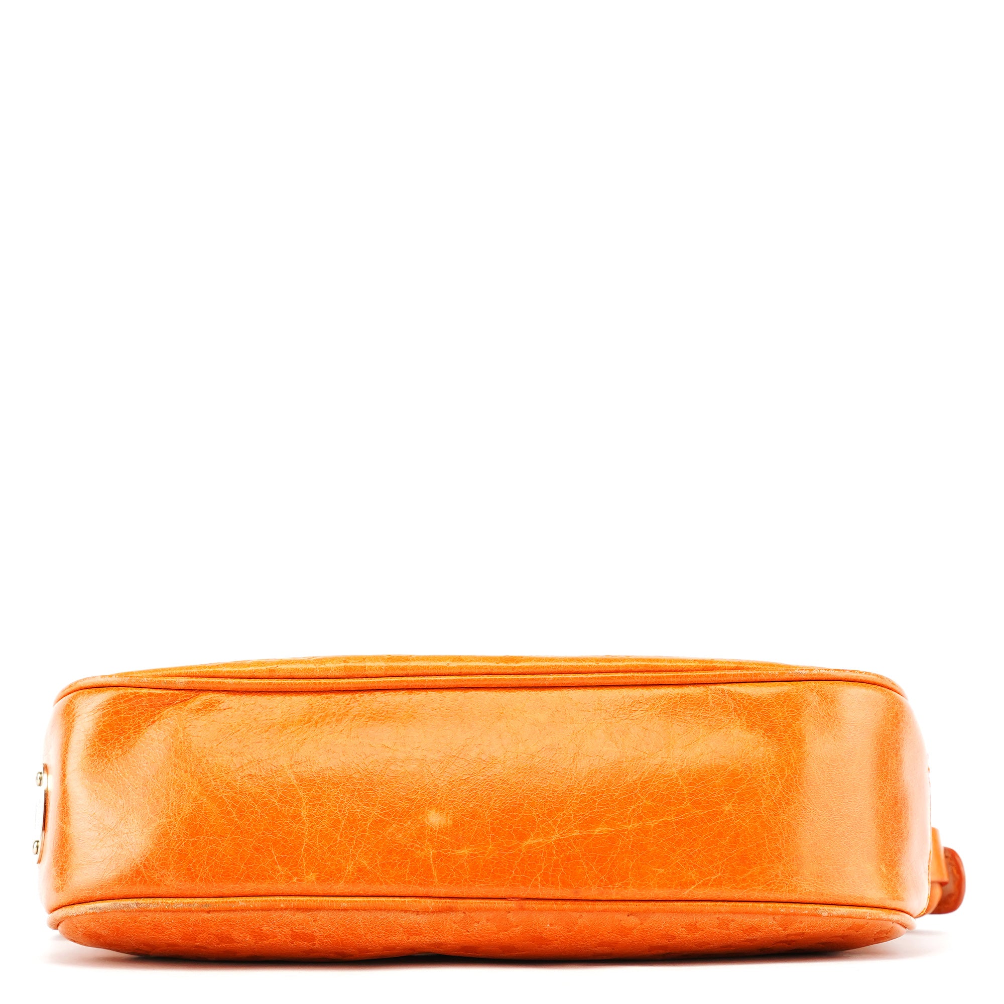 Celine Orange Embossed Leather Shoulder Bag