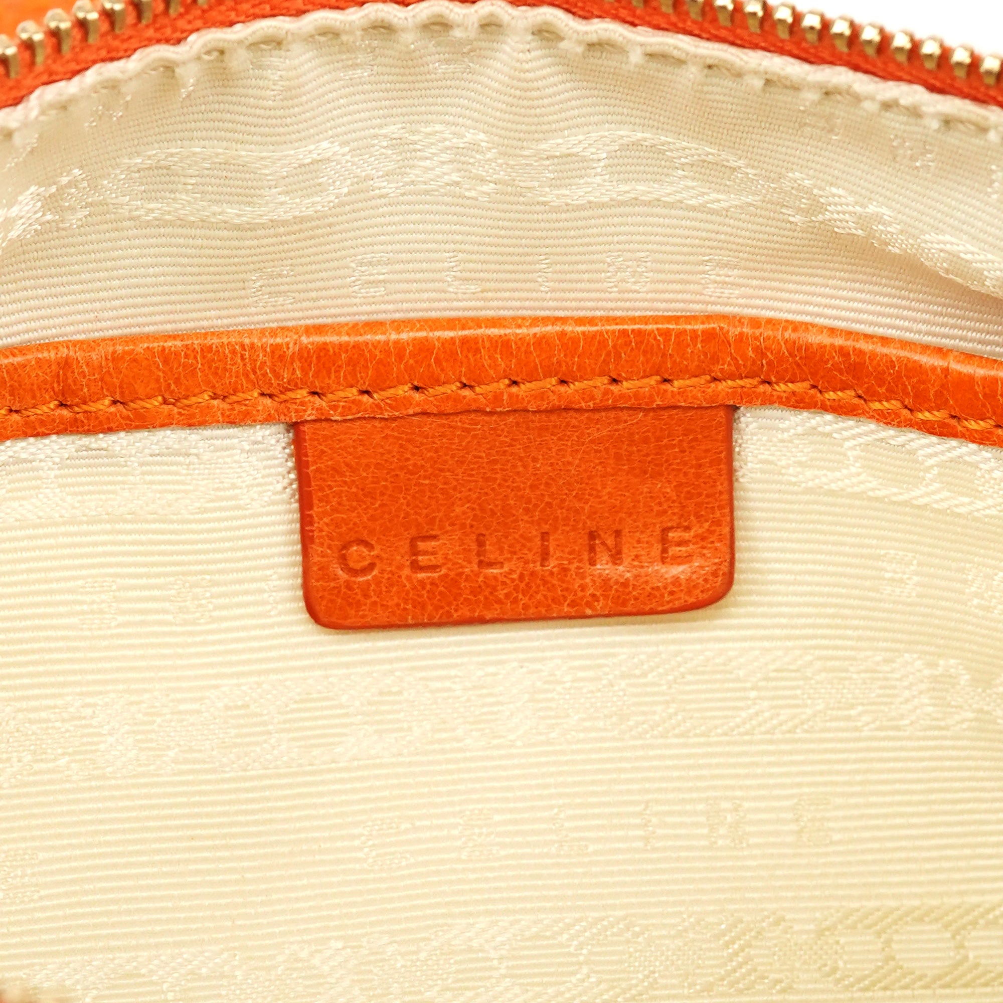 Celine Orange Embossed Leather Shoulder Bag