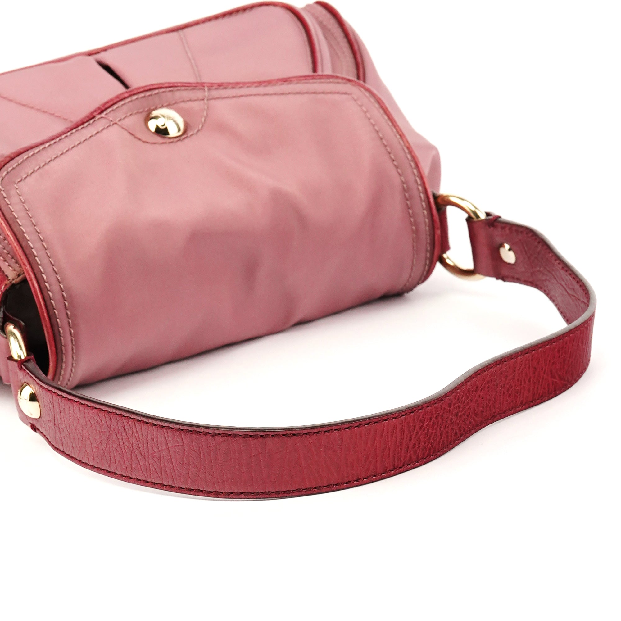 Celine Pink Nylon Leather Flap Shoulder Bag