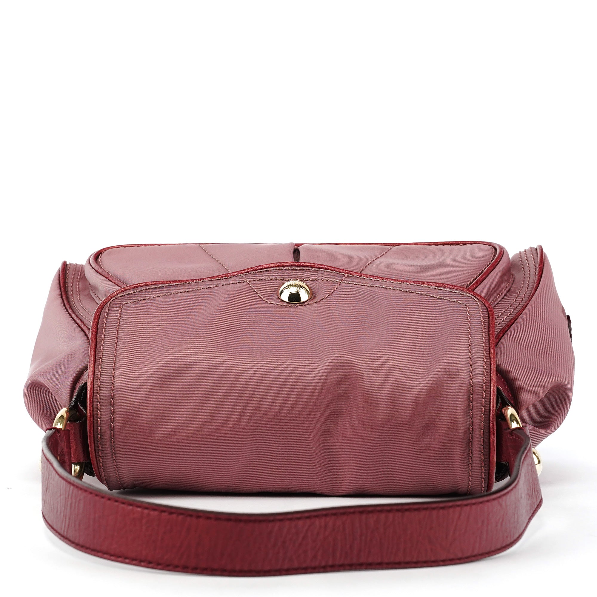 Celine Pink Nylon Leather Flap Shoulder Bag