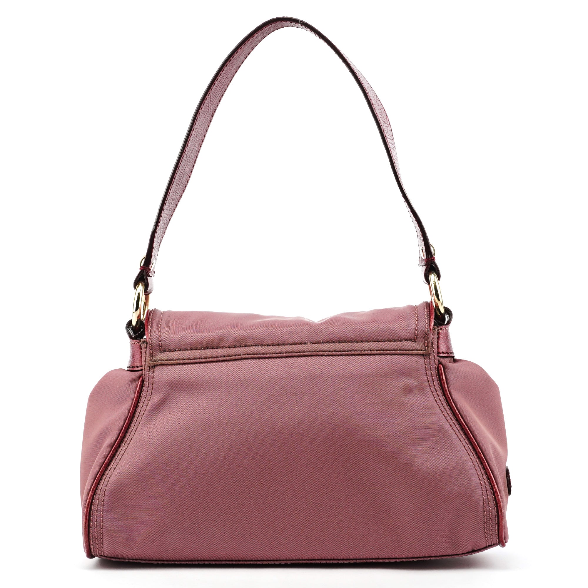 Celine Pink Nylon Leather Flap Shoulder Bag