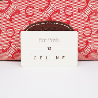Celine Red Brown Macadam Shoulder Bag