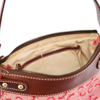 Celine Red Brown Macadam Shoulder Bag