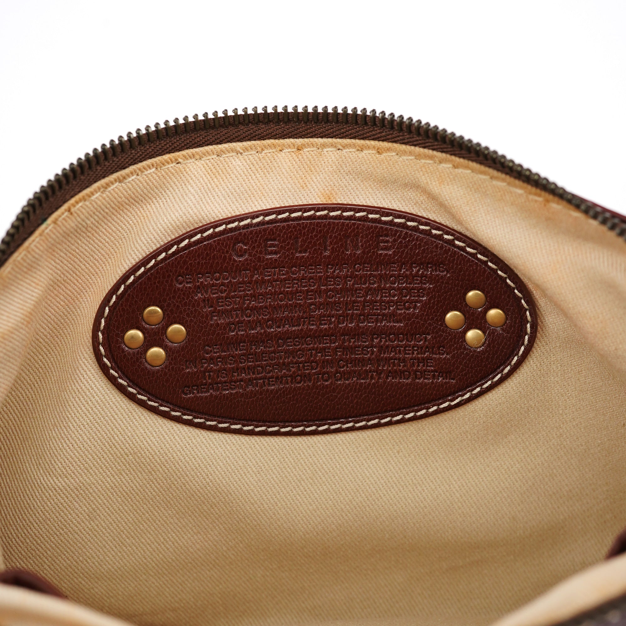 Celine Red Brown Macadam Shoulder Bag
