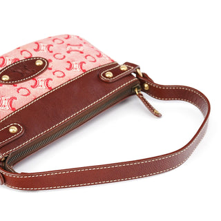 Celine Red Brown Macadam Shoulder Bag