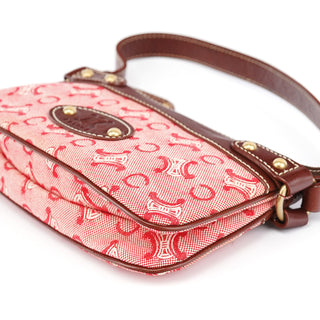 Celine Red Brown Macadam Shoulder Bag