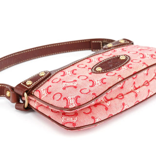Celine Red Brown Macadam Shoulder Bag