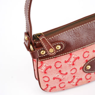 Celine Red Brown Macadam Shoulder Bag
