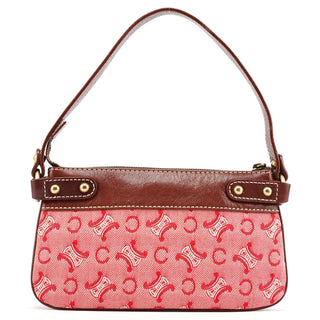 Celine Red Brown Macadam Shoulder Bag