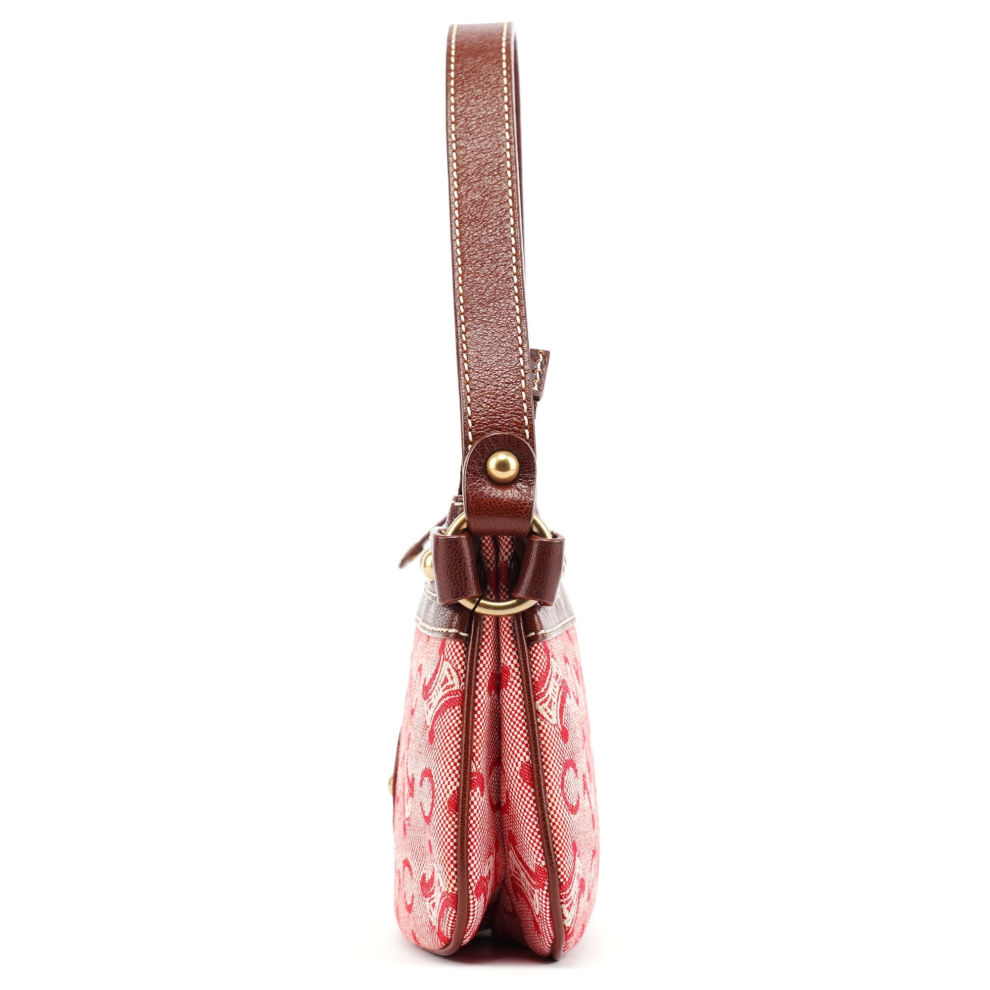 Celine Red Brown Macadam Shoulder Bag