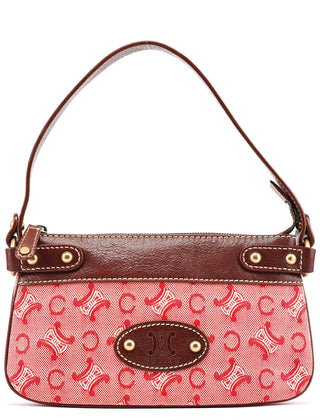 Celine Red Brown Macadam Shoulder Bag