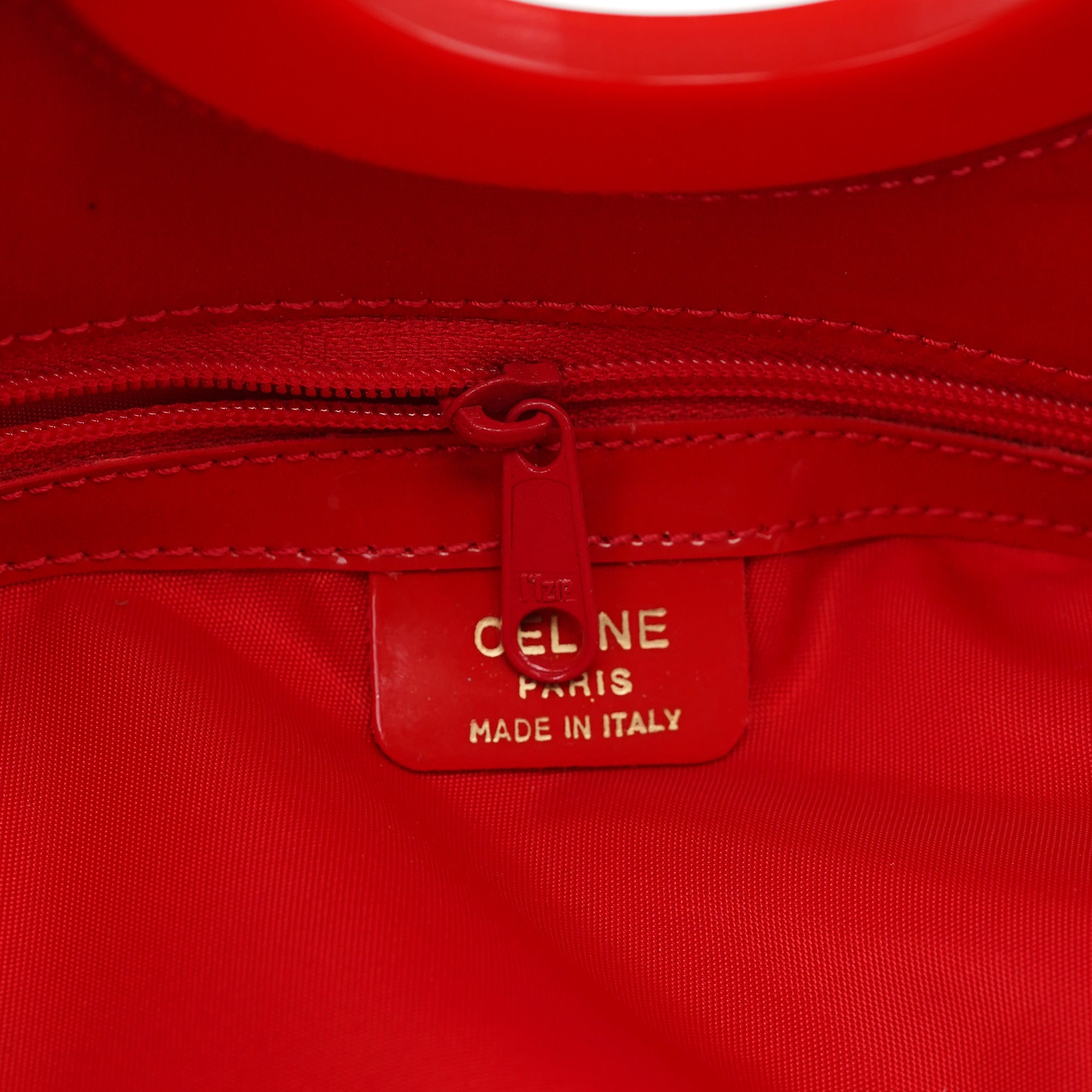 Celine Red Patent Leather Round Handle Bag
