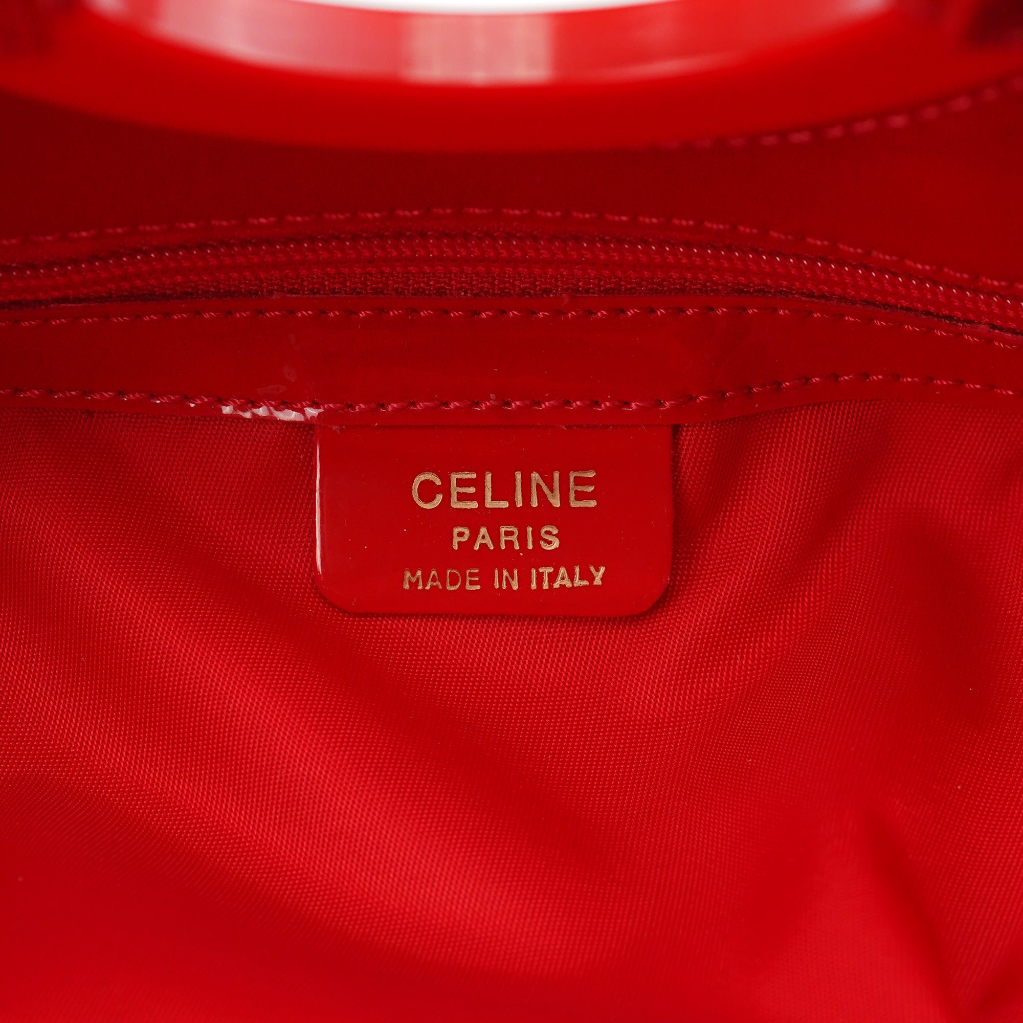 Celine Red Patent Leather Round Handle Bag