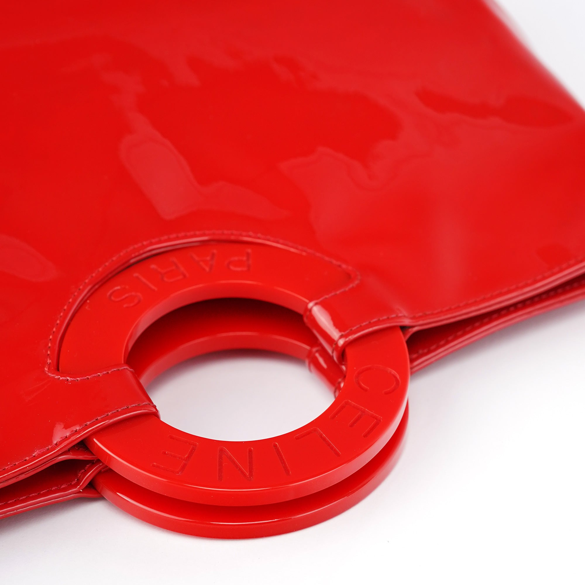 Celine Red Patent Leather Round Handle Bag