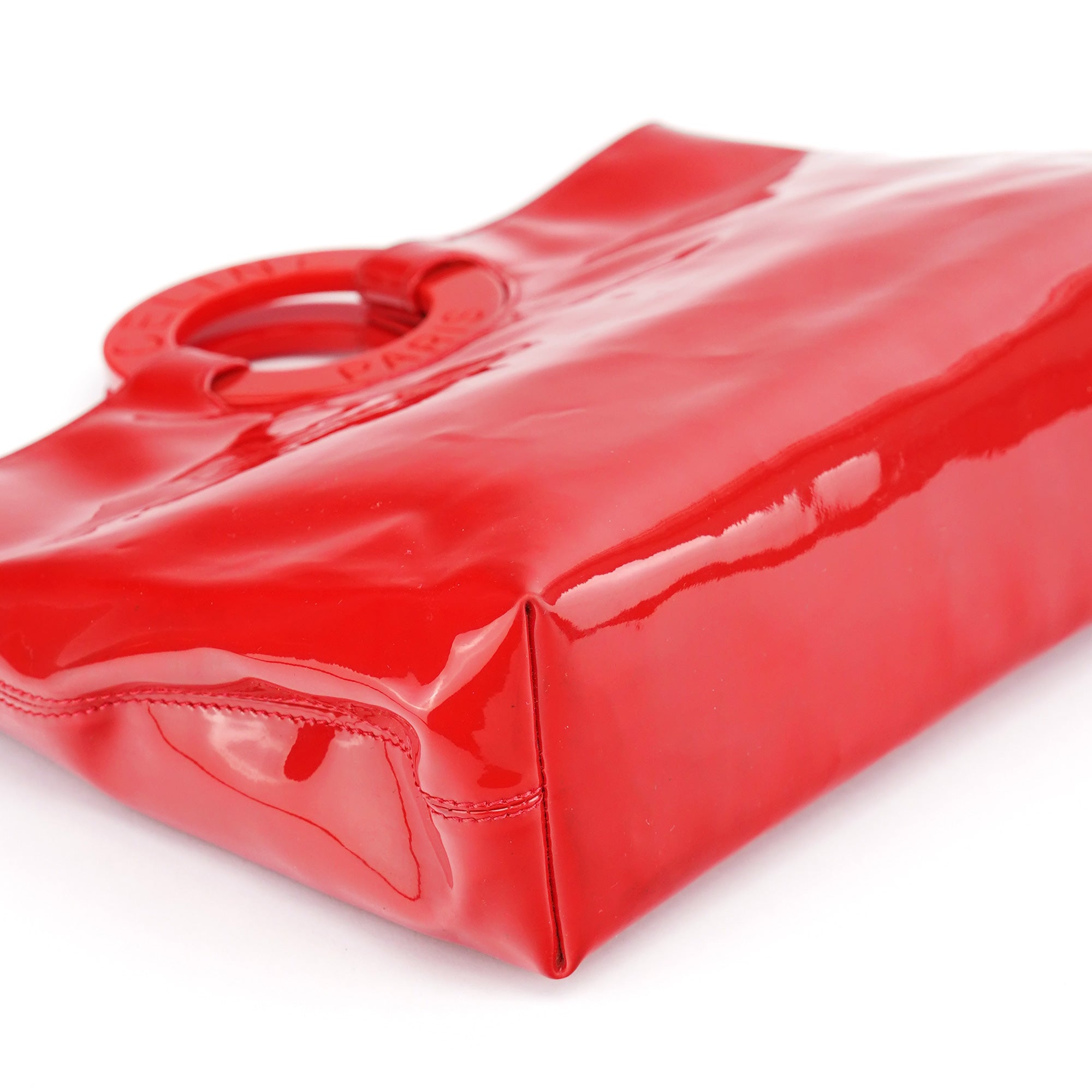 Celine Red Patent Leather Round Handle Bag