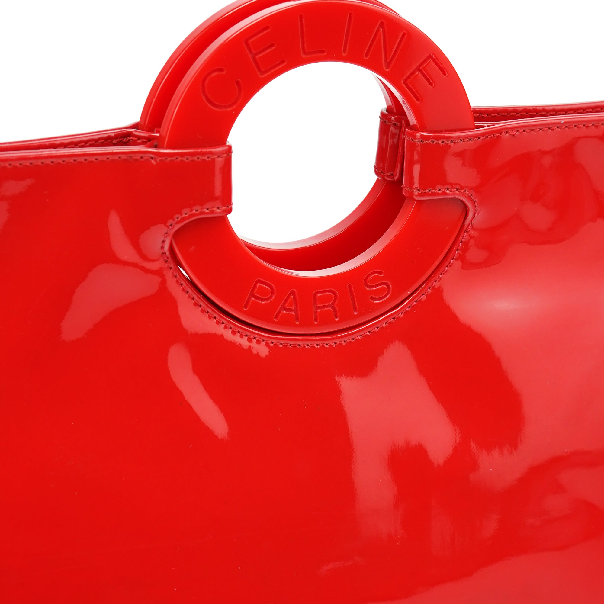 Celine Red Patent Leather Round Handle Bag