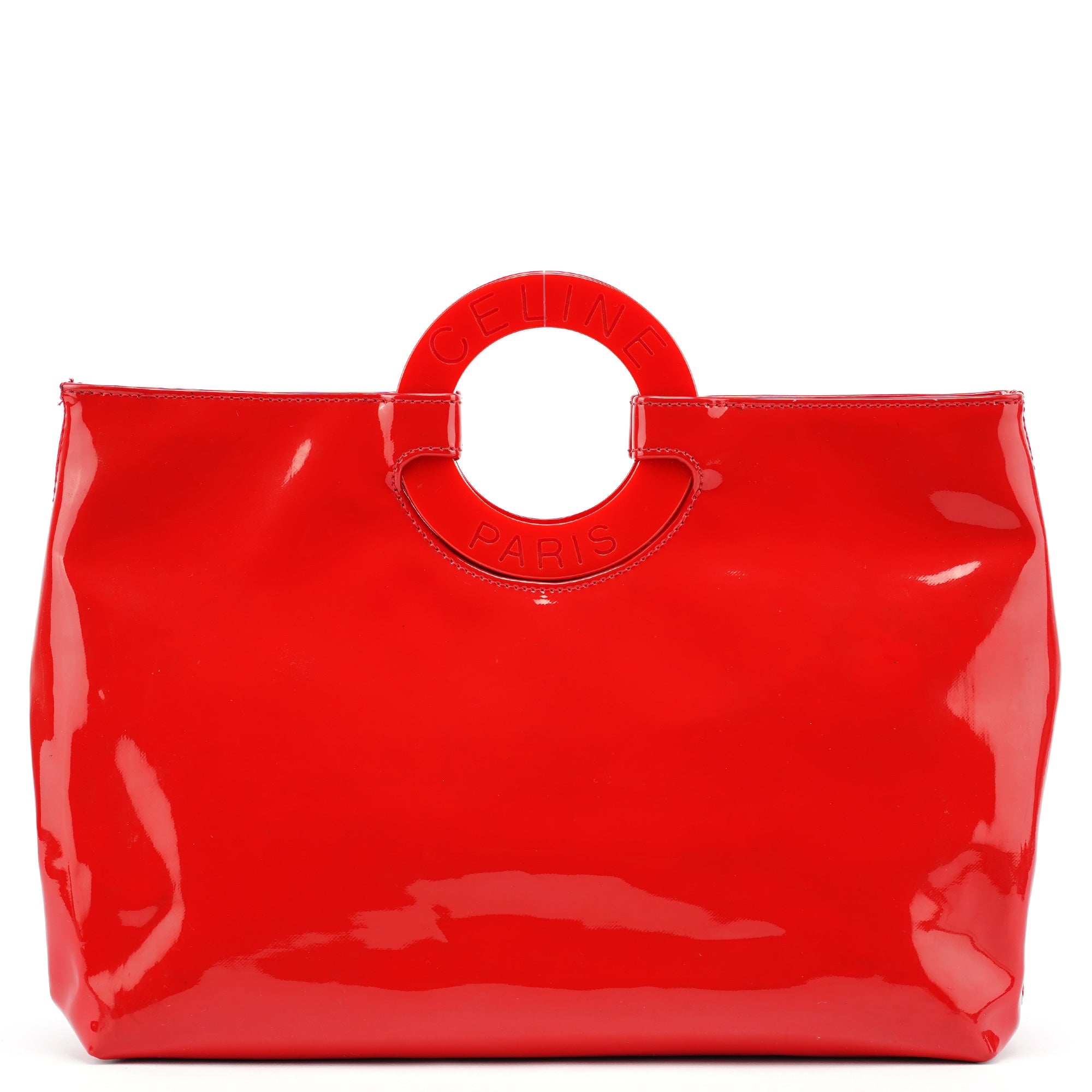 Celine Red Patent Leather Round Handle Bag