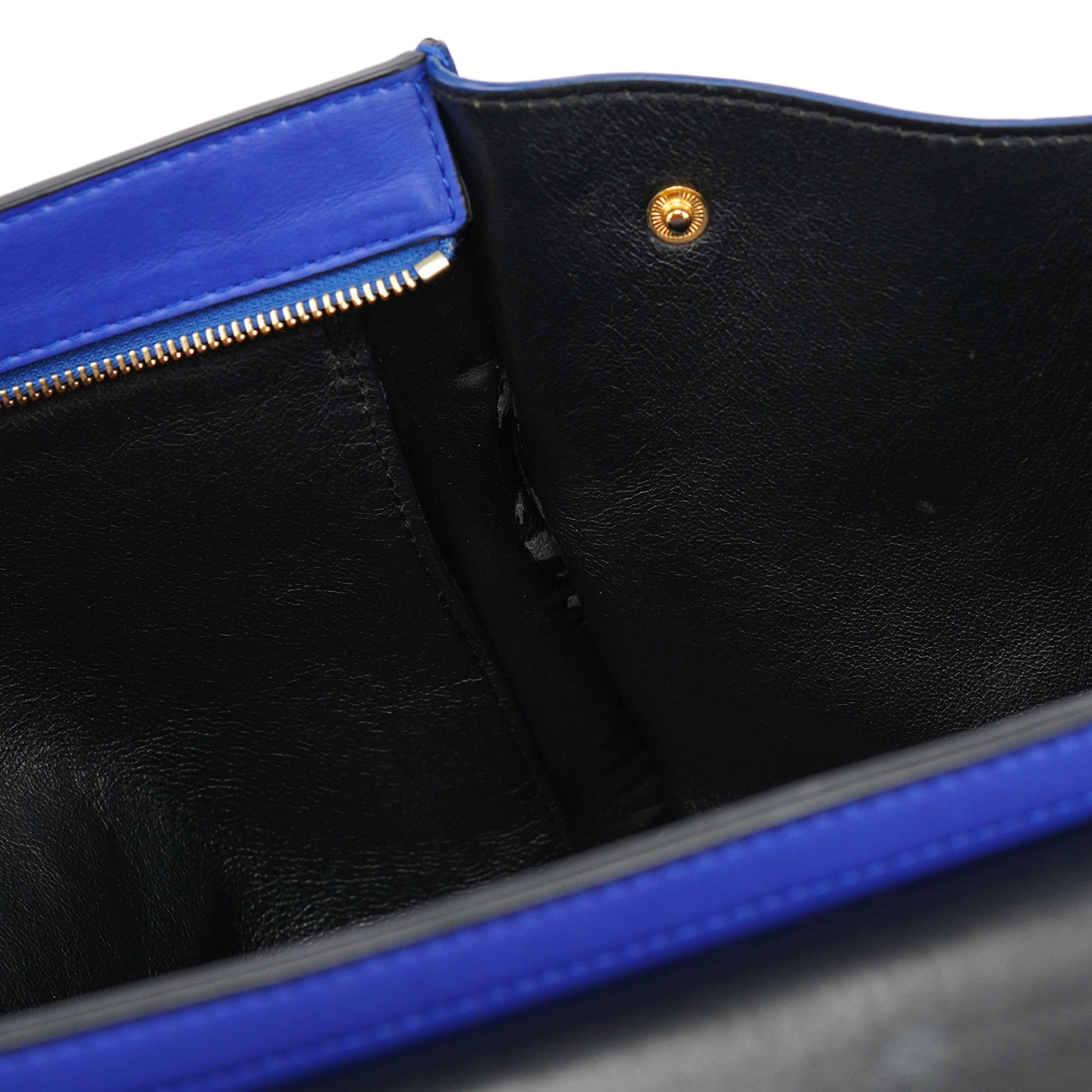 Celine Sac deux portés Trapeze en cuir bleu roi
