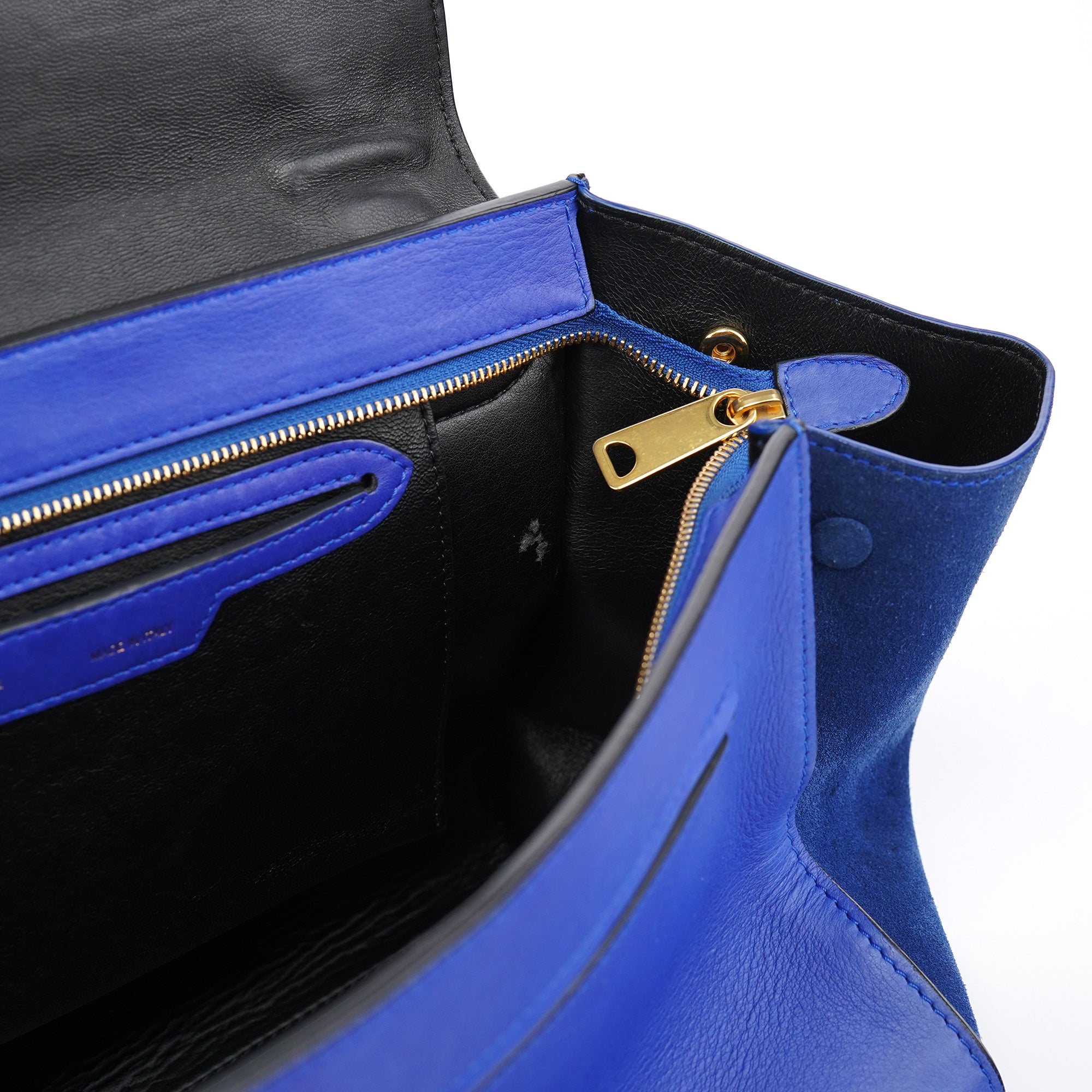Celine Sac deux portés Trapeze en cuir bleu roi
