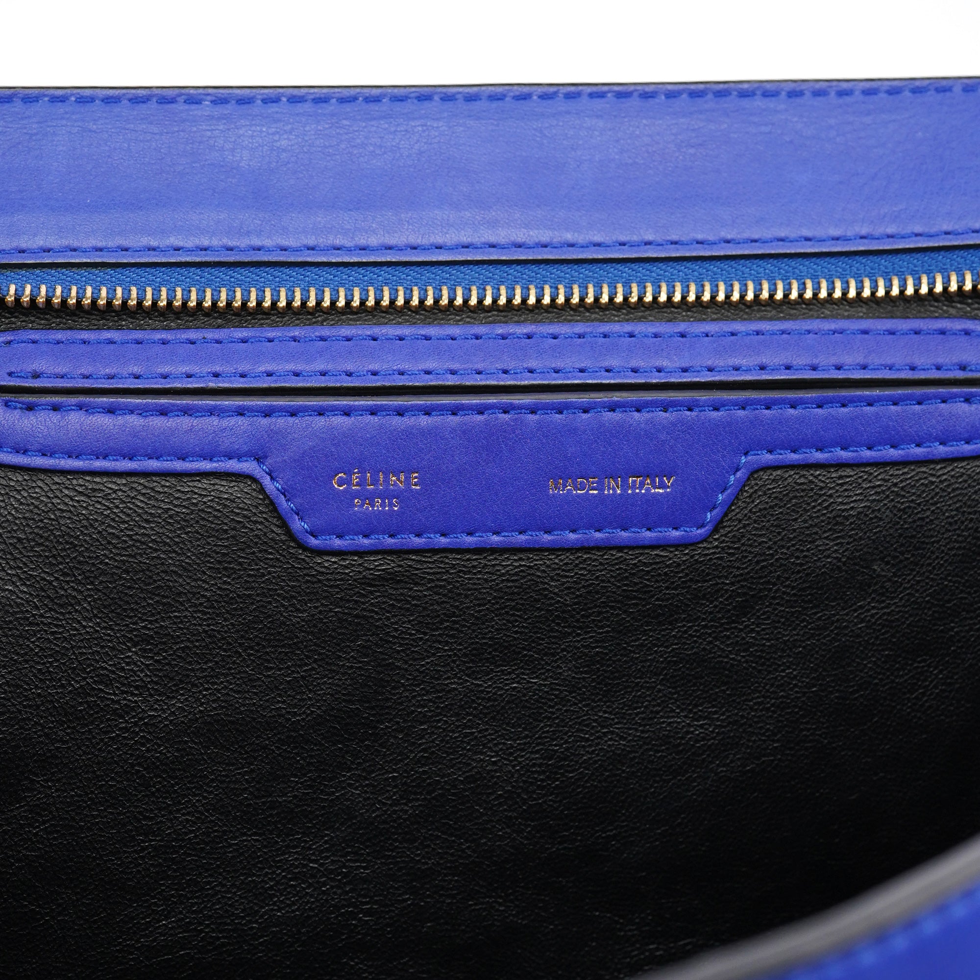 Celine Sac deux portés Trapeze en cuir bleu roi