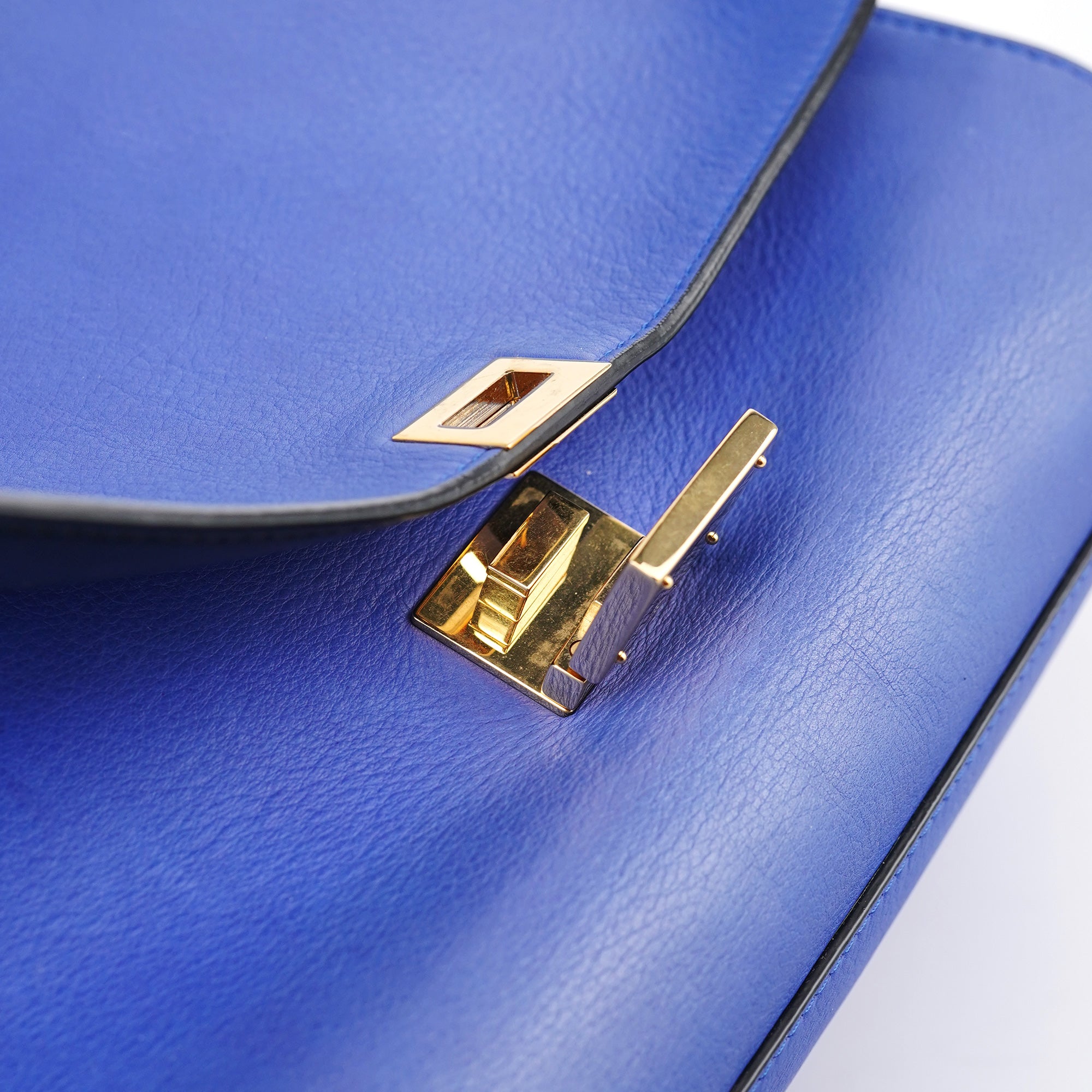 Celine Sac deux portés Trapeze en cuir bleu roi