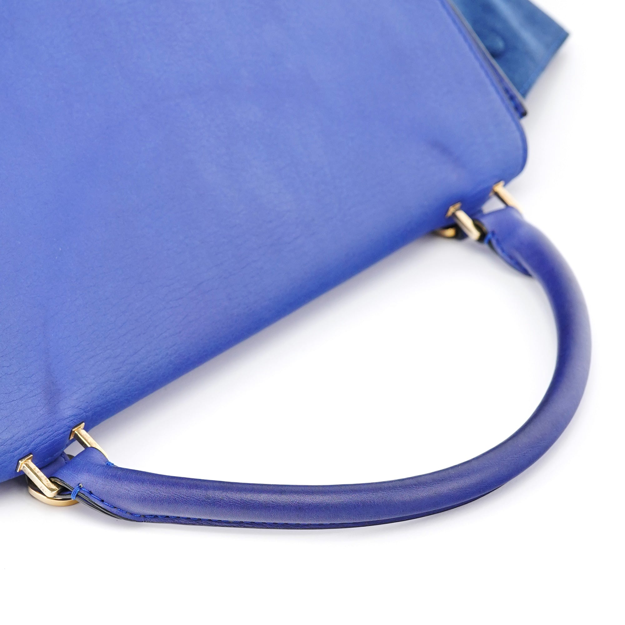 Celine Sac deux portés Trapeze en cuir bleu roi