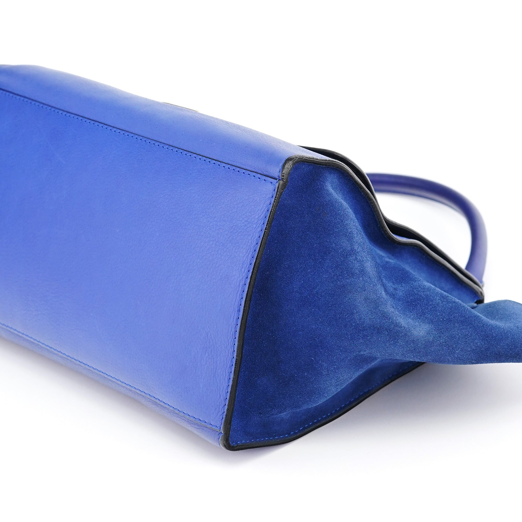 Celine Sac deux portés Trapeze en cuir bleu roi