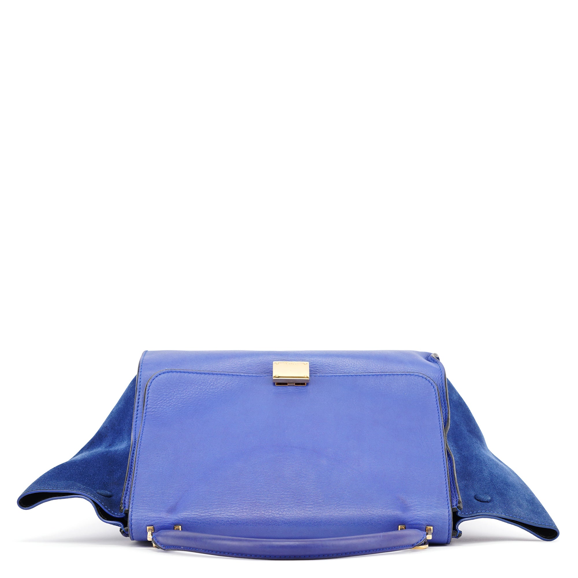 Celine Sac deux portés Trapeze en cuir bleu roi