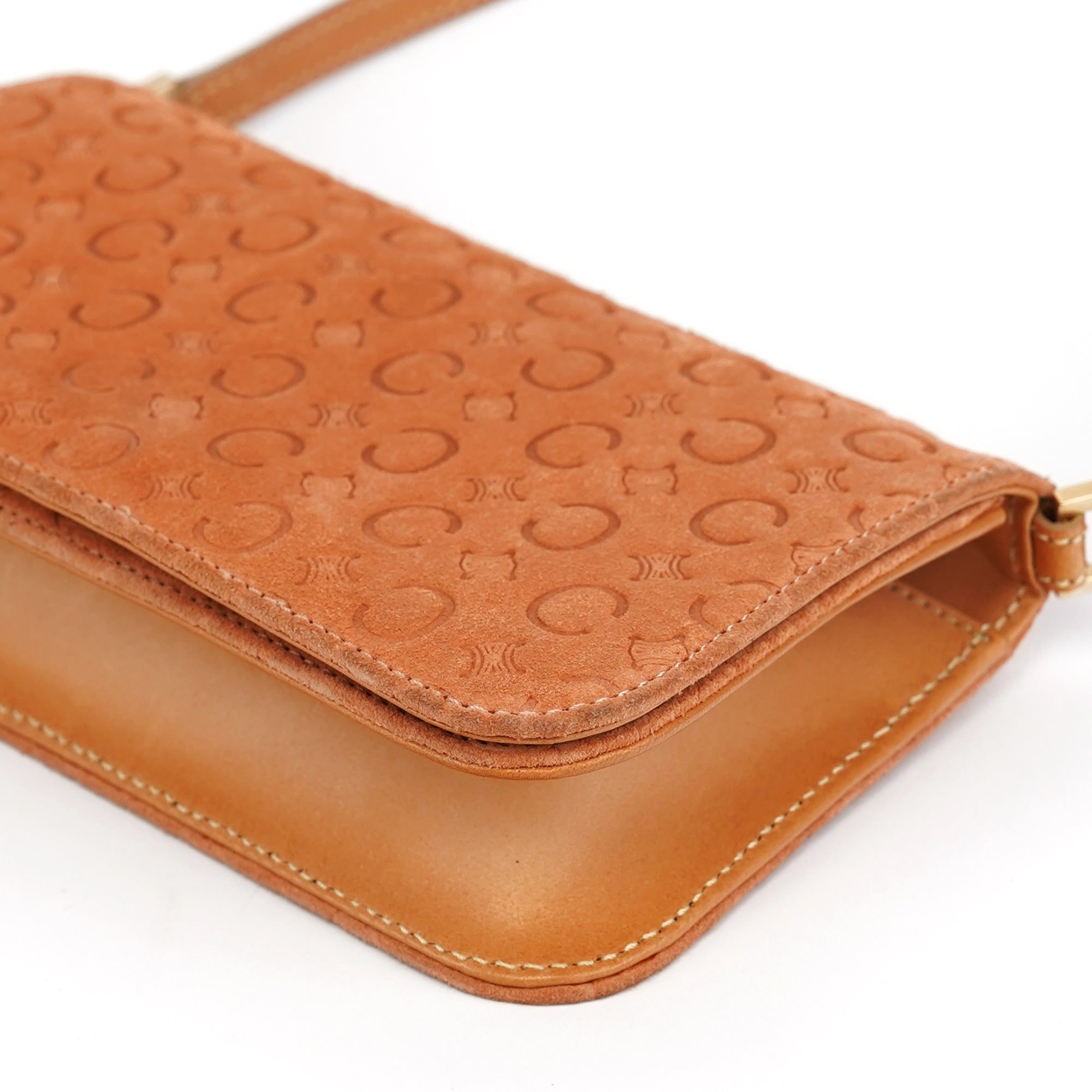 Celine Tan Macadam Suede Shoulder Bag