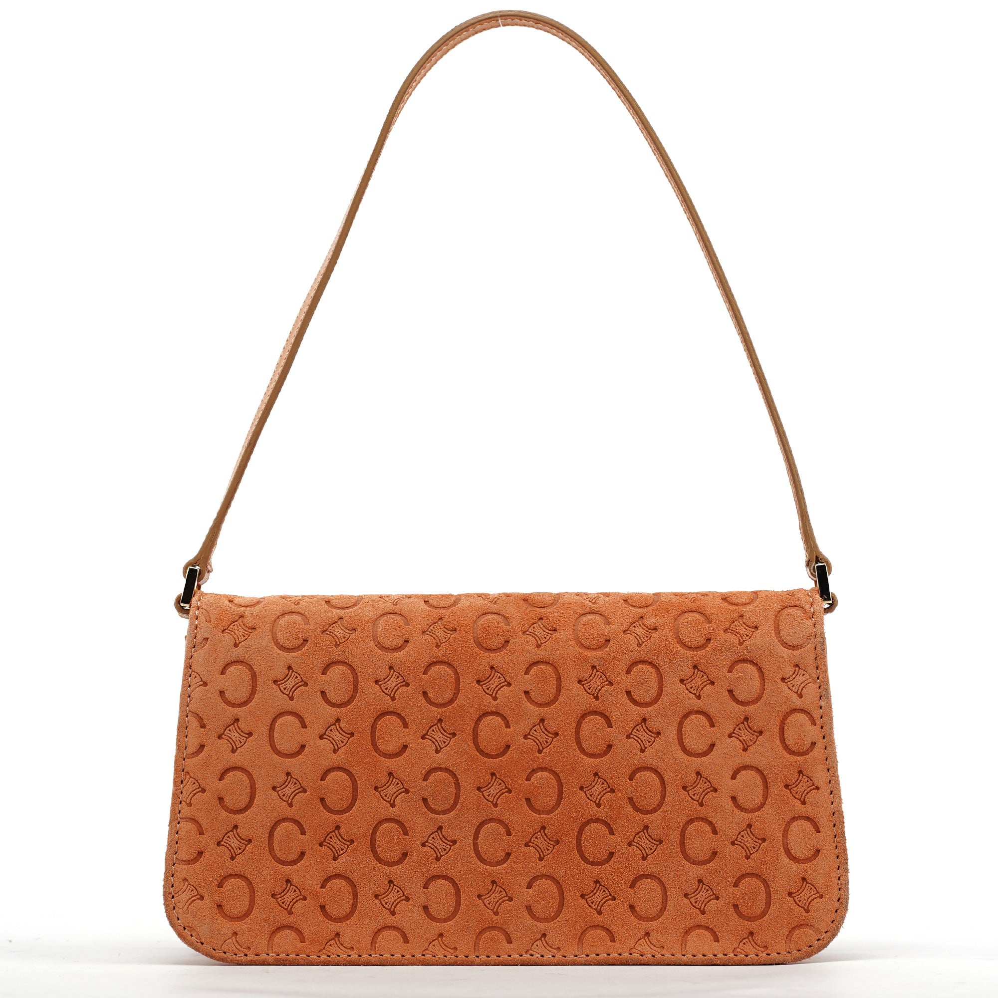 Celine Tan Macadam Suede Shoulder Bag