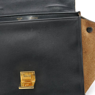 Celine White Brown Leather Trapeze 2-Way Bag