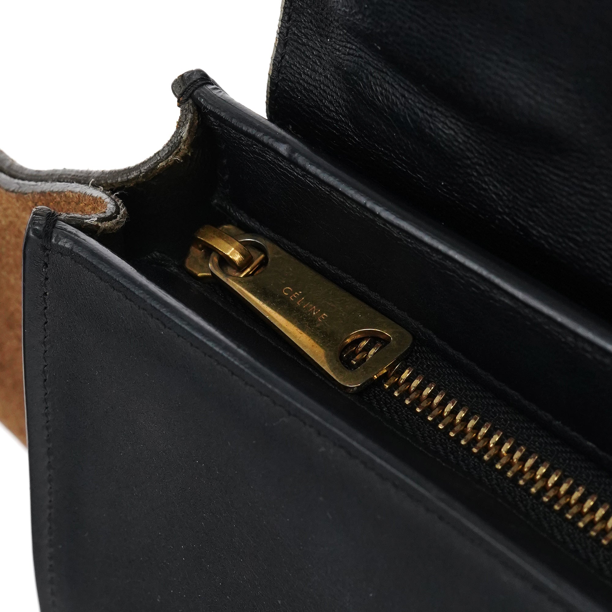 Celine Sac deux portés Trapeze en cuir blanc et marron