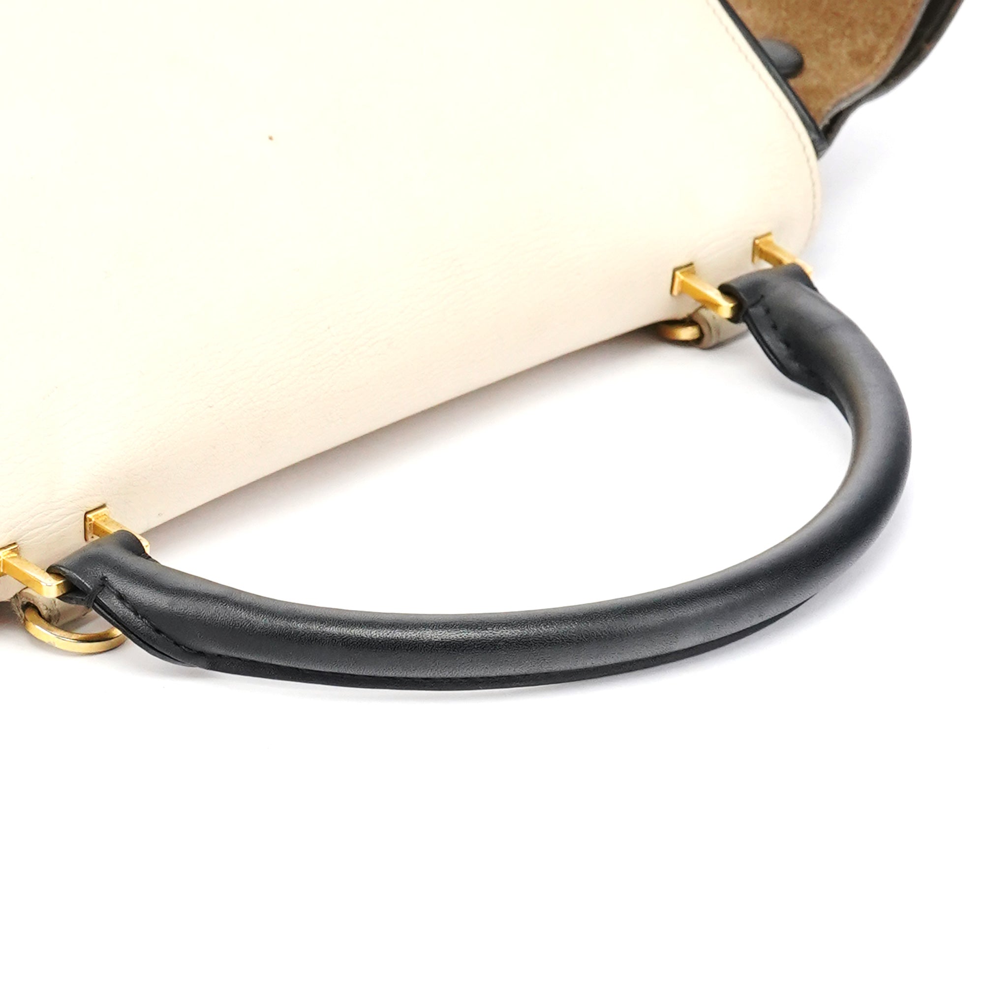 Celine Sac deux portés Trapeze en cuir blanc et marron