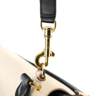 Celine White Brown Leather Trapeze 2-Way Bag