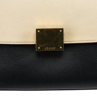 Celine White Brown Leather Trapeze 2-Way Bag