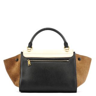 Celine White Brown Leather Trapeze 2-Way Bag