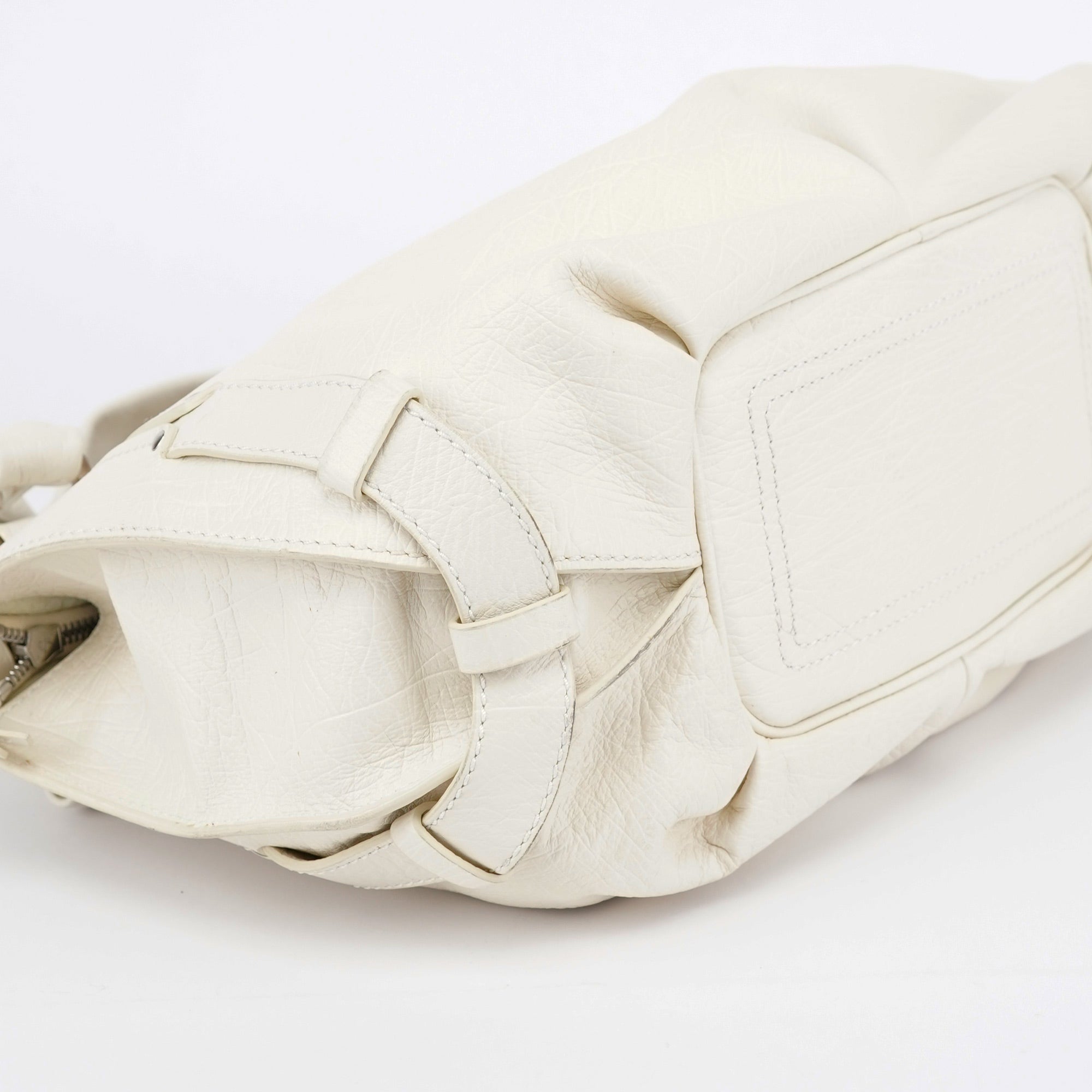Celine White Leather Bittersweet Hobo Bag