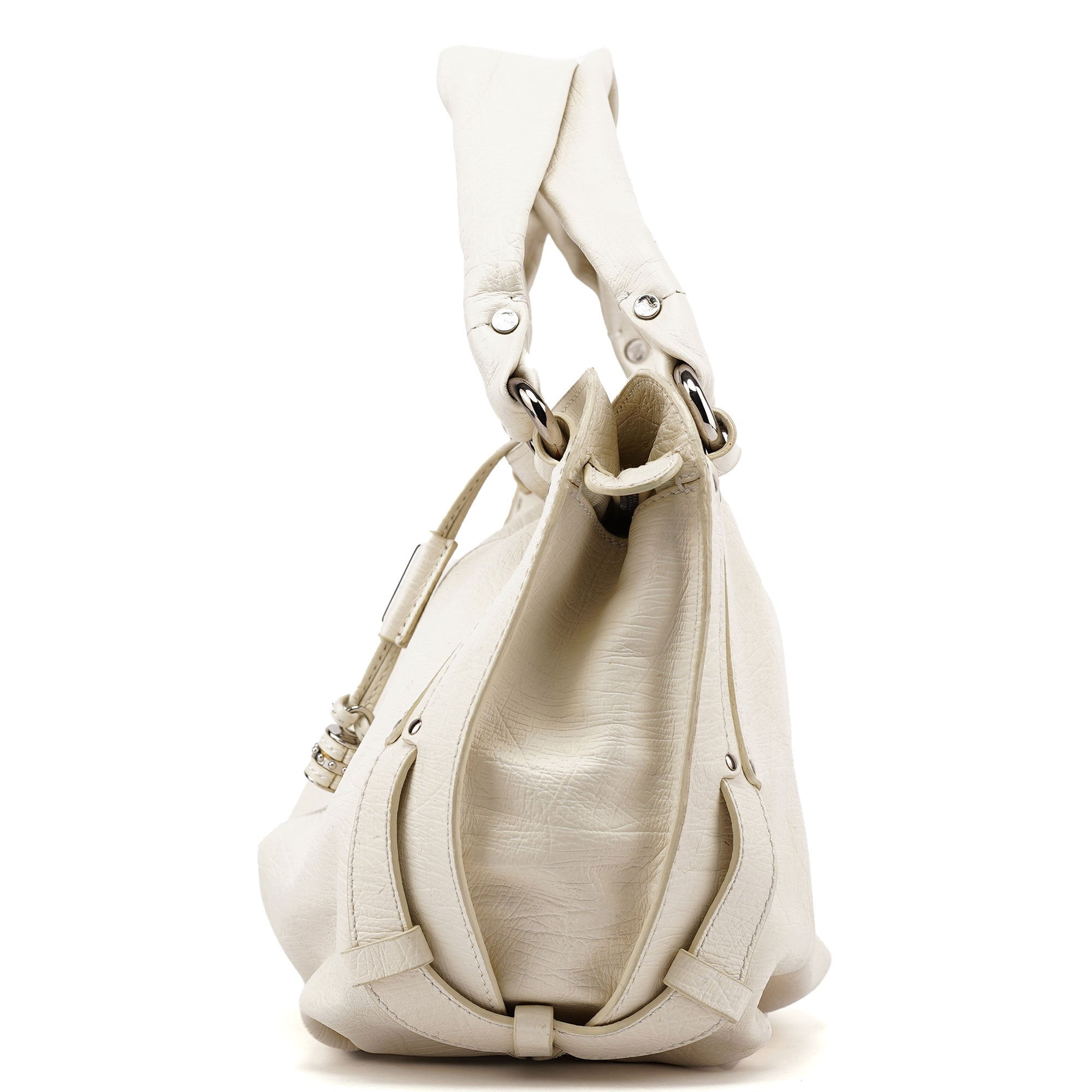 Celine White Leather Bittersweet Hobo Bag